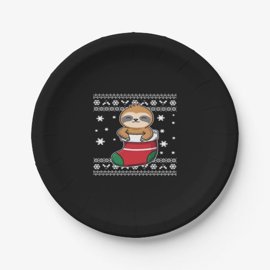 Christmas Sloth Classic T - Shirt Pappteller (Vorderseite)