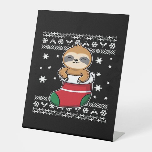 Christmas Sloth Classic T - Shirt Sockelschild (Vorderseite)