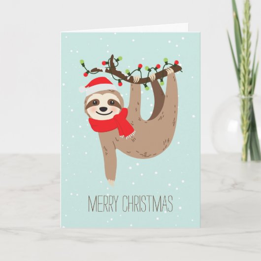 Christmas Sloth Custom Foto Feiertagskarte (Vorderseite)