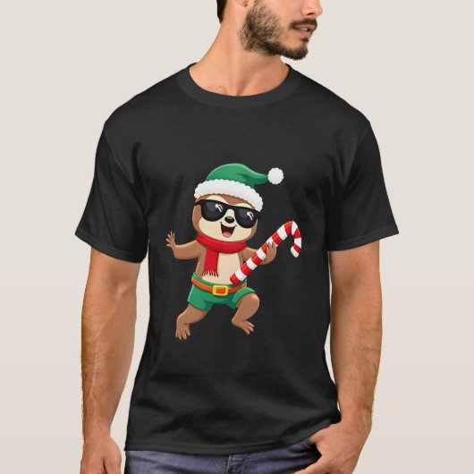 Christmas Sloth Elf Peppermint Candy Cane Shirt Gi (Vorderseite)