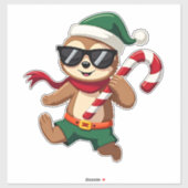 Christmas Sloth Elf Peppermint Candy Cane Shirt Gi Aufkleber (Blatt)