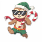 Christmas Sloth Elf Peppermint Candy Cane Shirt Gi Aufkleber (Vorderseite)