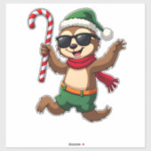 Christmas Sloth Elf Peppermint Candy Cane Shirt Gi Aufkleber (Blatt)