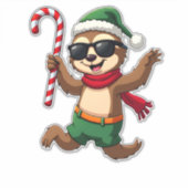 Christmas Sloth Elf Peppermint Candy Cane Shirt Gi Aufkleber (Vorderseite)