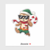 Christmas Sloth Elf Peppermint Candy Cane Shirt Gi Aufkleber (Blatt)