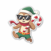 Christmas Sloth Elf Peppermint Candy Cane Shirt Gi Aufkleber (Vorderseite)