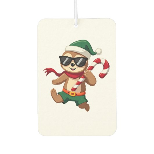 Christmas Sloth Elf Peppermint Candy Cane Shirt Gi Autolufterfrischer (Vorderseite)