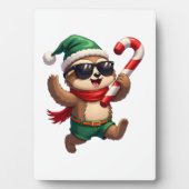 Christmas Sloth Elf Peppermint Candy Cane Shirt Gi Fotoplatte (Vorderseite)