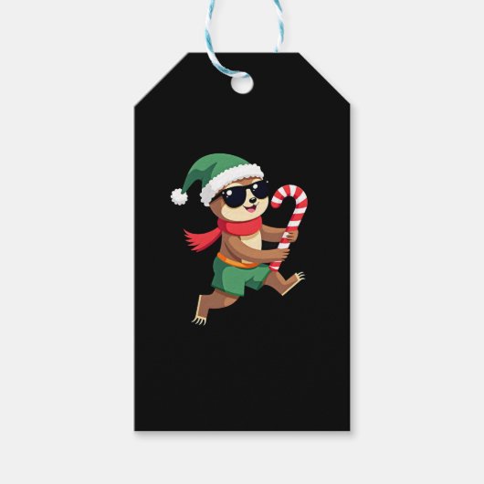 Christmas Sloth Elf Peppermint Candy Cane Shirt Gi Geschenkanhänger (Vorderseite)