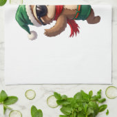 Christmas Sloth Elf Peppermint Candy Cane Shirt Gi Geschirrtuch (Gefaltet)