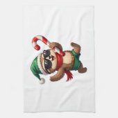 Christmas Sloth Elf Peppermint Candy Cane Shirt Gi Geschirrtuch (Vertikal)