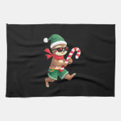 Christmas Sloth Elf Peppermint Candy Cane Shirt Gi Geschirrtuch (Horizontal)