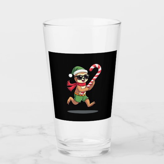 Christmas Sloth Elf Peppermint Candy Cane Shirt Gi Glas (Vorderseite)