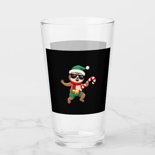 Christmas Sloth Elf Peppermint Candy Cane Shirt Gi Glas (Vorderseite)