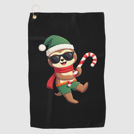 Christmas Sloth Elf Peppermint Candy Cane Shirt Gi Golfhandtuch (Vorderseite)