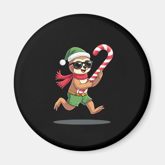Christmas Sloth Elf Peppermint Candy Cane Shirt Gi Magnet (Vorne)