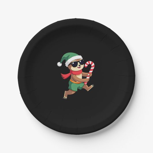 Christmas Sloth Elf Peppermint Candy Cane Shirt Gi Pappteller (Vorderseite)