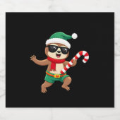 Christmas Sloth Elf Peppermint Candy Cane Shirt Gi Schaumweinetikett (Einzelnes Label)