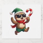 Christmas Sloth Elf Peppermint Candy Cane Shirt Gi Schaumweinetikett (Einzelnes Label)