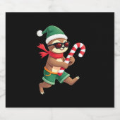 Christmas Sloth Elf Peppermint Candy Cane Shirt Gi Schaumweinetikett (Einzelnes Label)