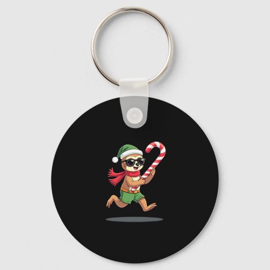 Christmas Sloth Elf Peppermint Candy Cane Shirt Gi Schlüsselanhänger (Vorderseite)