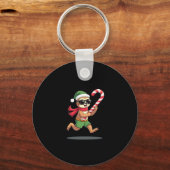 Christmas Sloth Elf Peppermint Candy Cane Shirt Gi Schlüsselanhänger (Vorderseite)