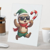 Christmas Sloth Elf Peppermint Candy Cane Shirt Gi Sockelschild (In Situ)