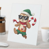 Christmas Sloth Elf Peppermint Candy Cane Shirt Gi Sockelschild (In Situ)