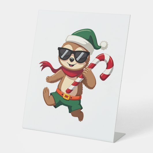 Christmas Sloth Elf Peppermint Candy Cane Shirt Gi Sockelschild (Vorderseite)