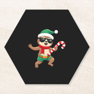 Christmas Sloth Elf Peppermint Candy Cane Shirt Gi Untersetzer
