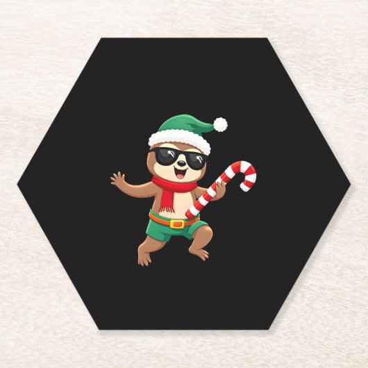 Christmas Sloth Elf Peppermint Candy Cane Shirt Gi Untersetzer (Vorderseite)