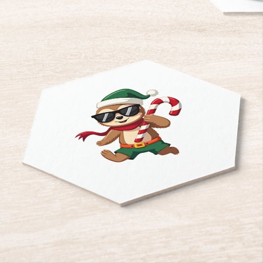 Christmas Sloth Elf Peppermint Candy Cane Shirt Gi Untersetzer (angewinkelt)