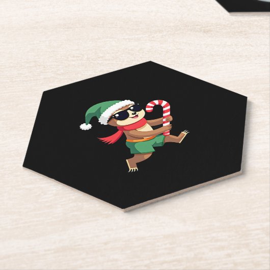 Christmas Sloth Elf Peppermint Candy Cane Shirt Gi Untersetzer (angewinkelt)