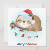 Christmas Sloth Feiertagskarte (Vorderseite)