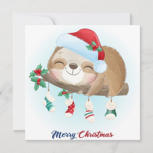 Christmas Sloth Feiertagskarte (Vorderseite)