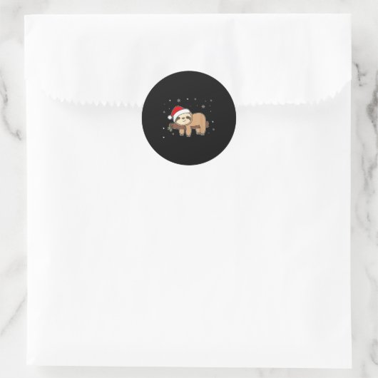 Christmas Sloth For Christmas Sweet Sloths Runder Aufkleber (Tasche)