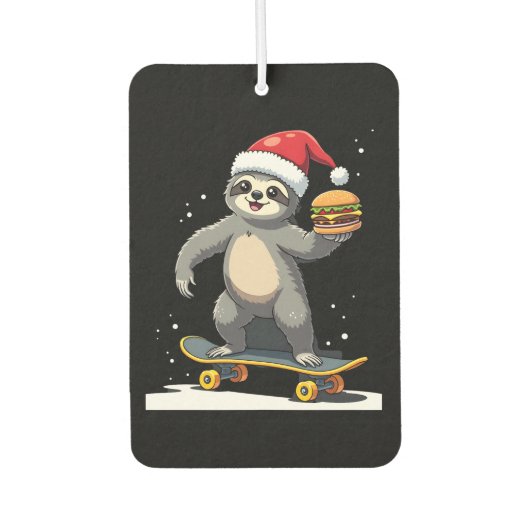 CHRISTMAS SLOTH Funny Christmas Skateboard Sloth ( Autolufterfrischer (Vorderseite)