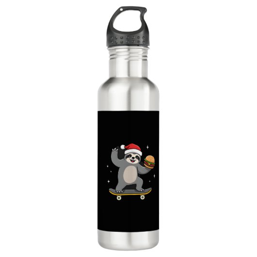 CHRISTMAS SLOTH Funny Christmas Skateboard Sloth ( Edelstahlflasche (Vorderseite)