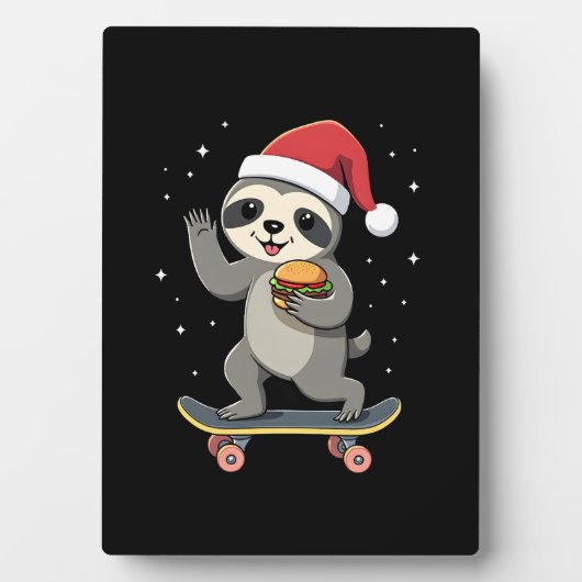 CHRISTMAS SLOTH Funny Christmas Skateboard Sloth ( Fotoplatte (Vorderseite)