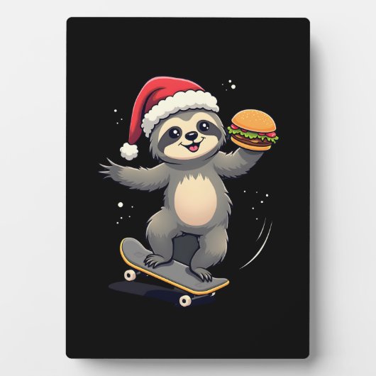 CHRISTMAS SLOTH Funny Christmas Skateboard Sloth ( Fotoplatte (Vorderseite)