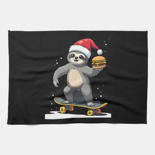 CHRISTMAS SLOTH Funny Christmas Skateboard Sloth ( Geschirrtuch (Horizontal)