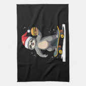 CHRISTMAS SLOTH Funny Christmas Skateboard Sloth ( Geschirrtuch (Vertikal)