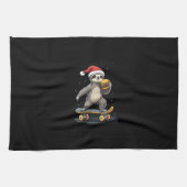 CHRISTMAS SLOTH Funny Christmas Skateboard Sloth Geschirrtuch (Horizontal)