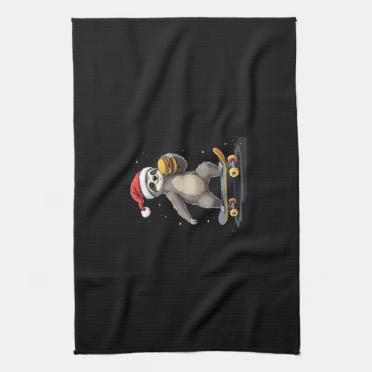 CHRISTMAS SLOTH Funny Christmas Skateboard Sloth Geschirrtuch (Vertikal)