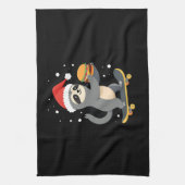 CHRISTMAS SLOTH Funny Christmas Skateboard Sloth ( Geschirrtuch (Vertikal)