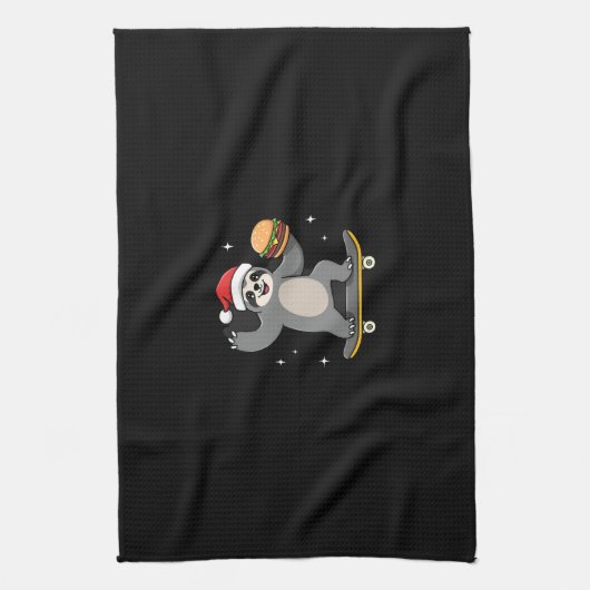 CHRISTMAS SLOTH Funny Christmas Skateboard Sloth ( Geschirrtuch (Vertikal)