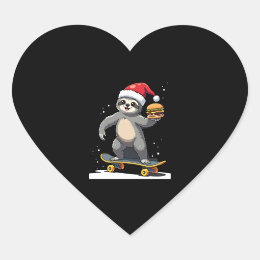 CHRISTMAS SLOTH Funny Christmas Skateboard Sloth ( Herz-Aufkleber (Vorderseite)