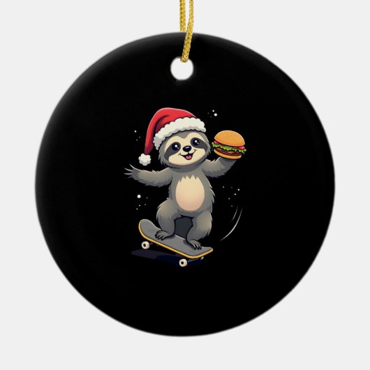 CHRISTMAS SLOTH Funny Christmas Skateboard Sloth ( Keramik Ornament (Vorne)