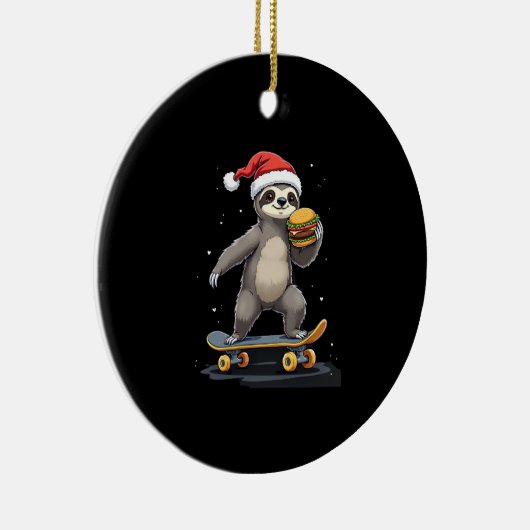CHRISTMAS SLOTH Funny Christmas Skateboard Sloth Keramik Ornament (Rechts)