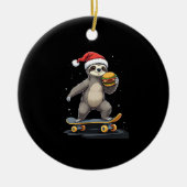 CHRISTMAS SLOTH Funny Christmas Skateboard Sloth Keramik Ornament (Vorne)